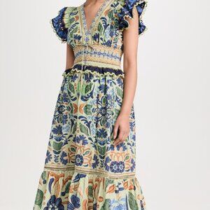 NWT Farm Rio Ocean Tapestry Green Maxi Dress